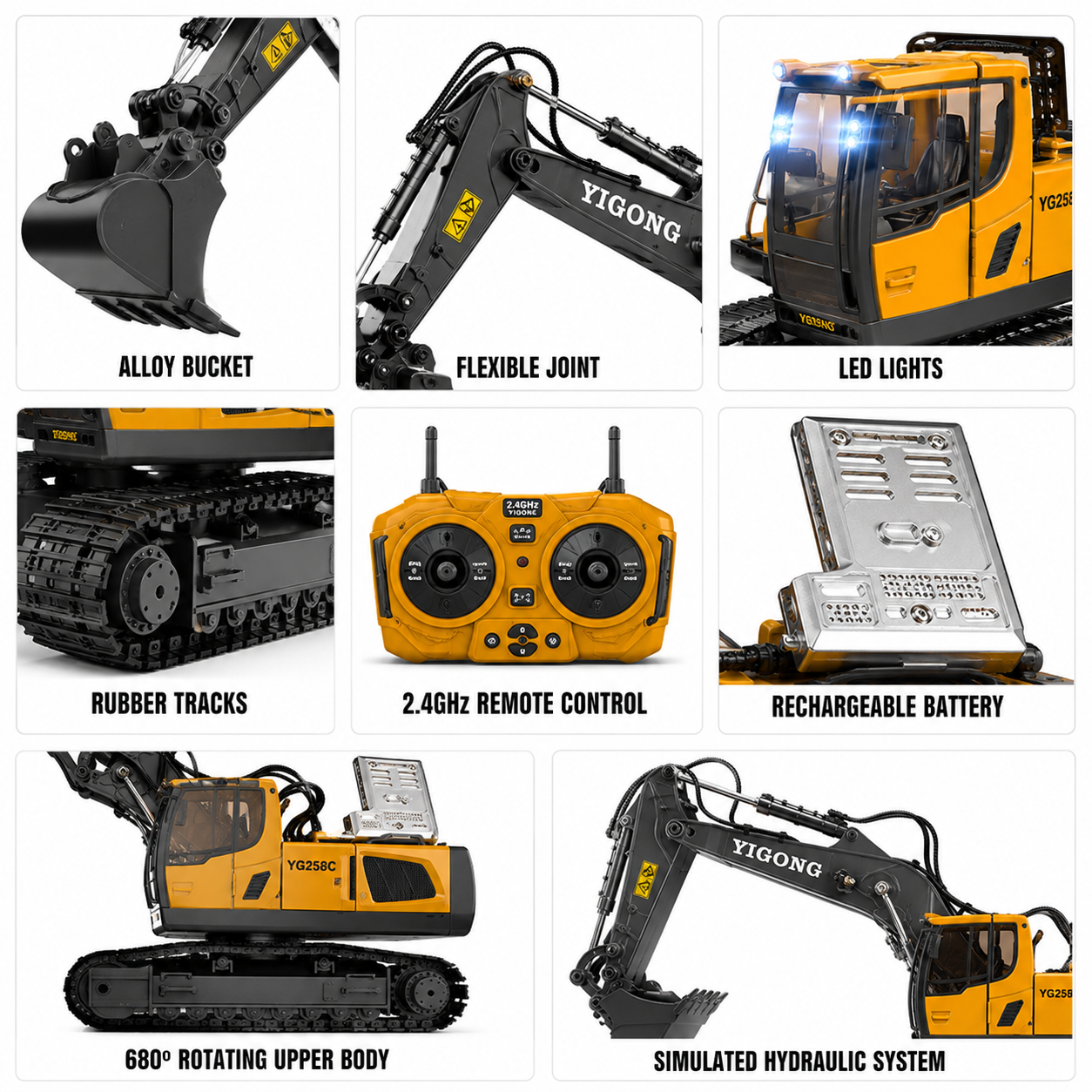 2.4GHz RC Excavator Toy for Kids