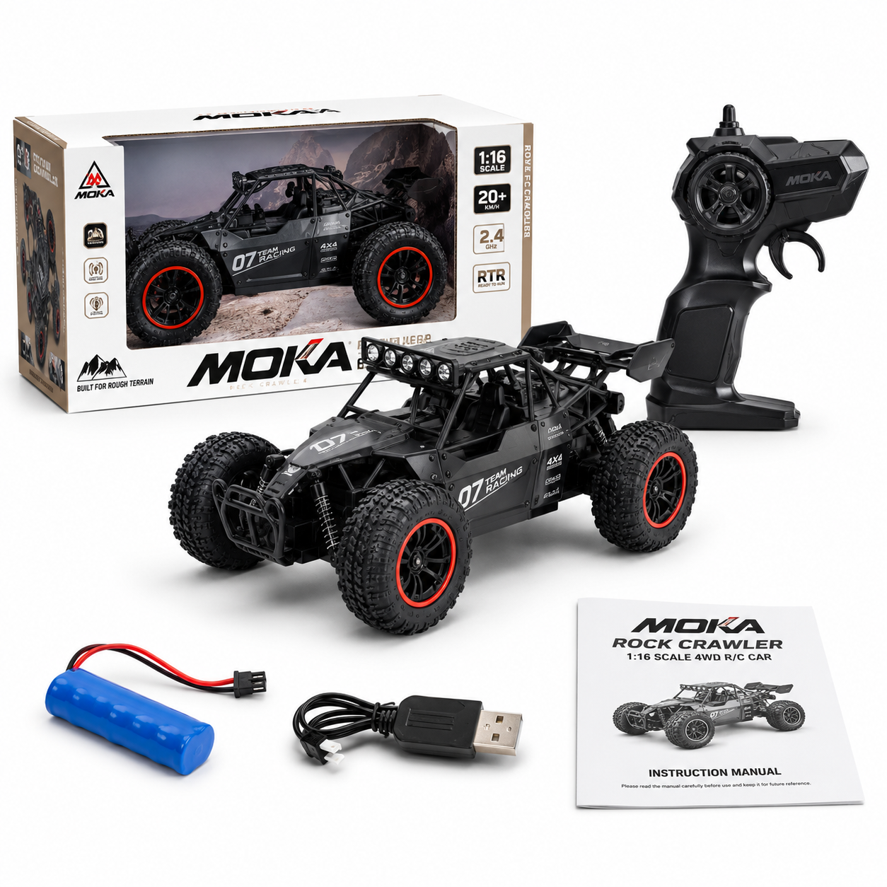 1:16 RC Rock Crawler 4WD Remote Control Car | Off-Road Buggy Toy