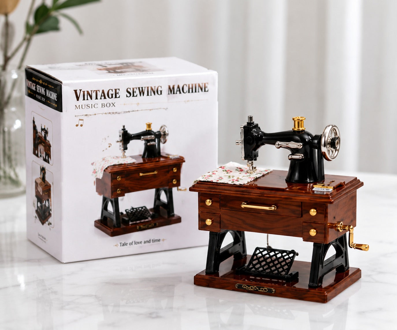 Vintage Sewing Machine Music Box