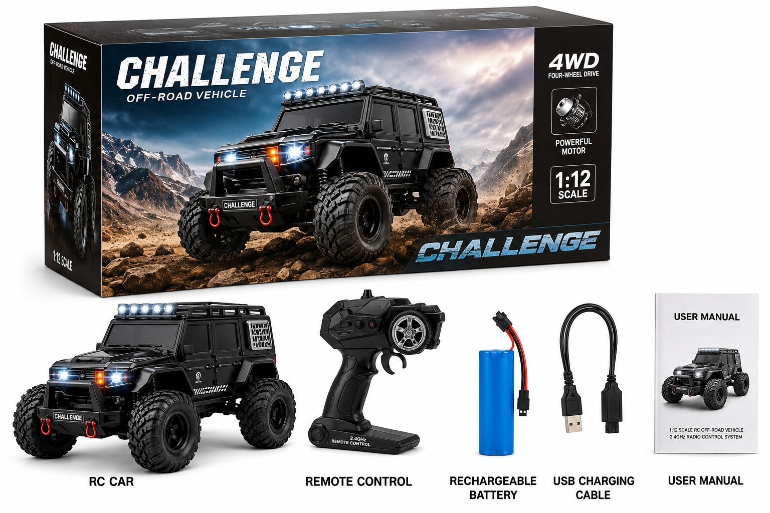 Challenge 1:12 Scale 4WD Off-Road RC Truck