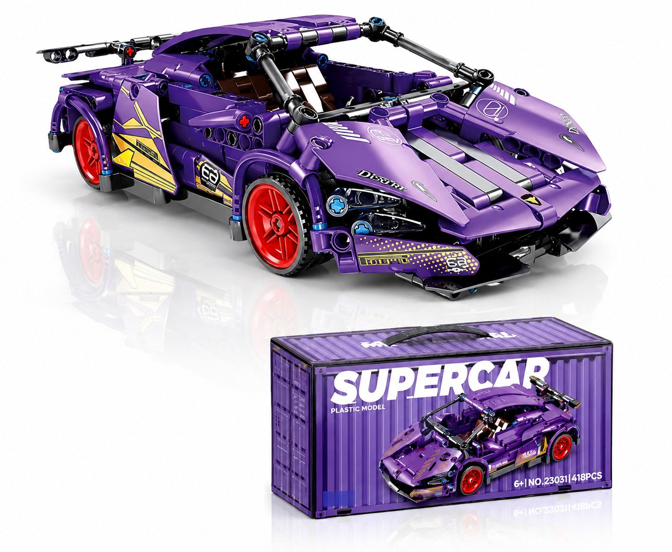 Purple Supercar Building Block RC Car