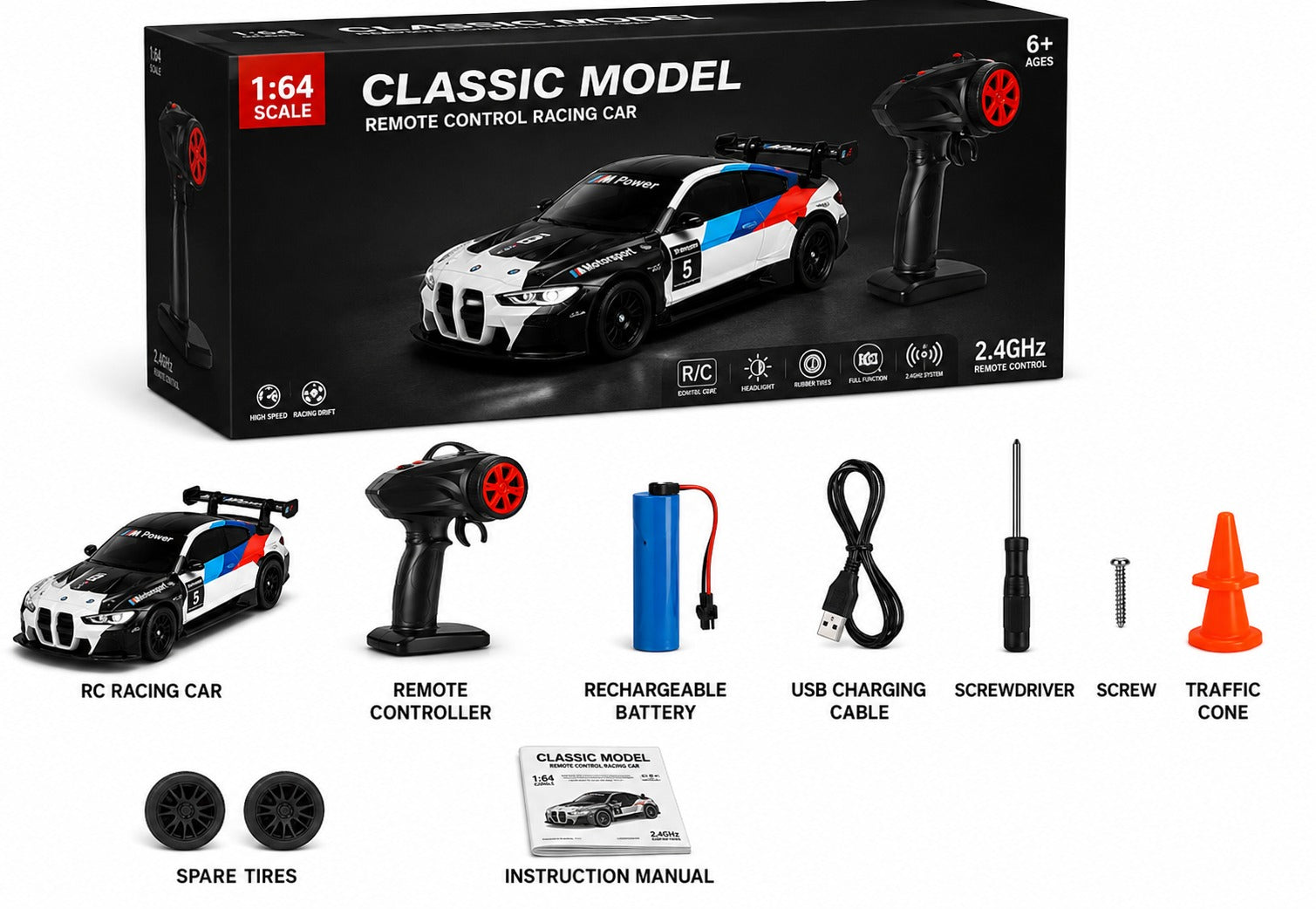 Classic Model 1:64 Scale RC Racing Drift Car