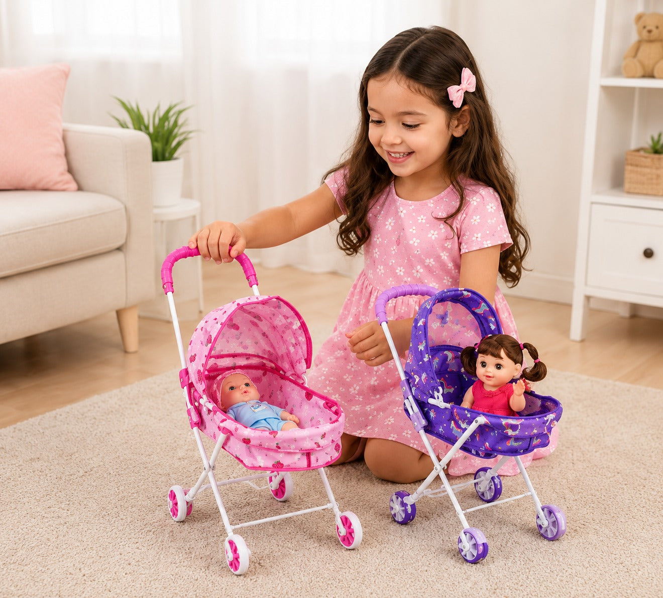 Pretty Dolls Baby Cart Series – Doll & Stroller Play Set