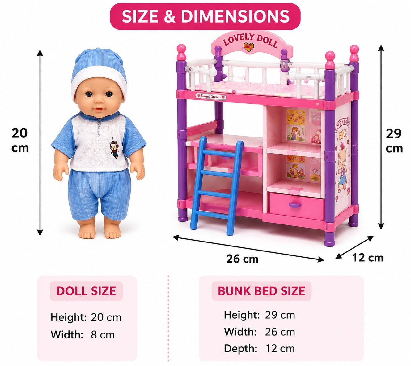 Lovely Doll Bunk Bed Play Set