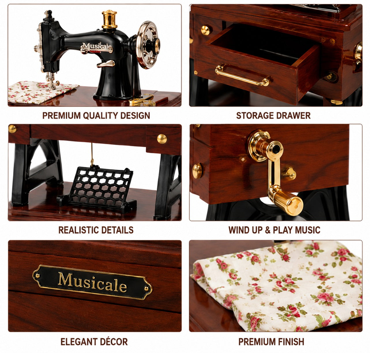 Vintage Sewing Machine Music Box