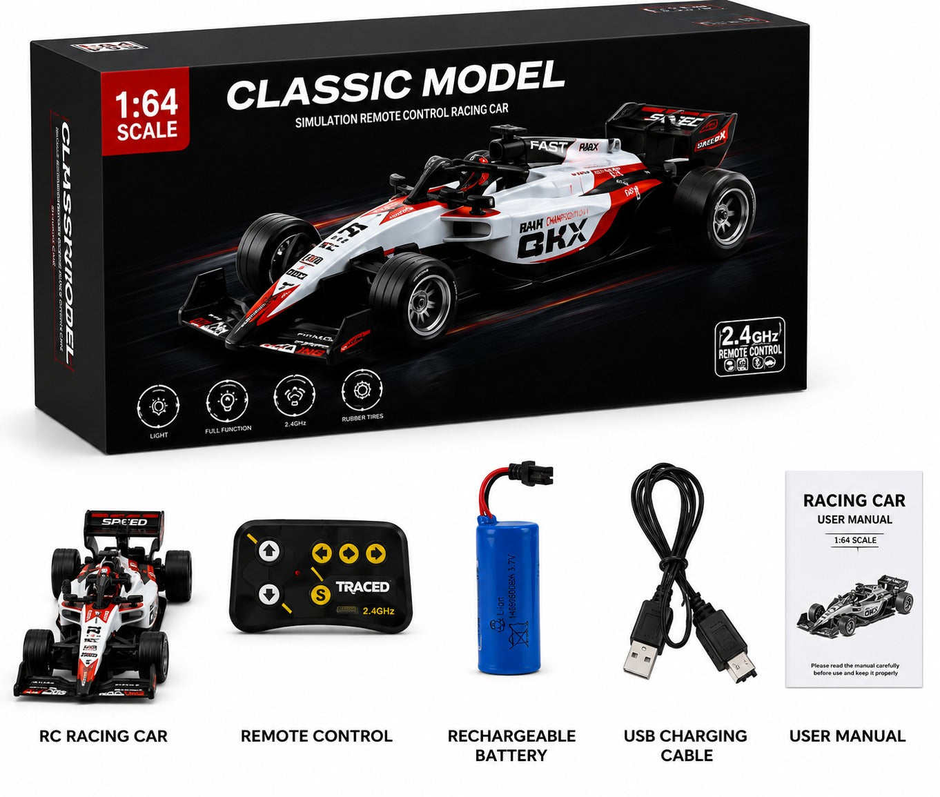 Classic Model 1:64 Scale RC Formula Racing Car