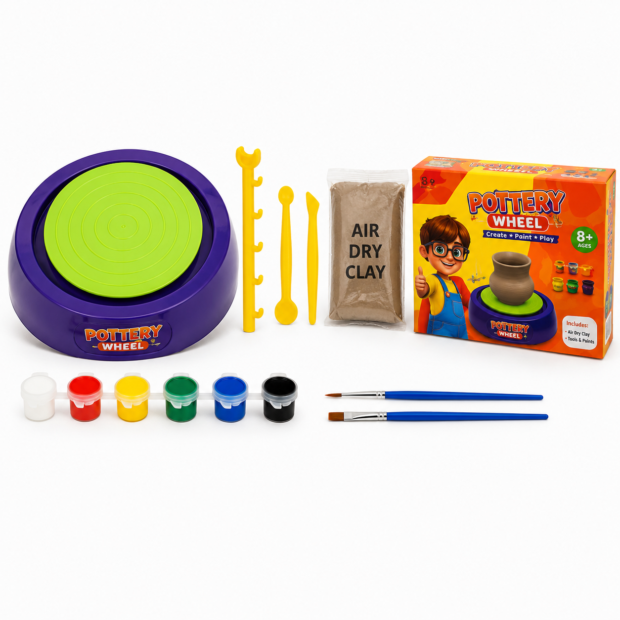 Kids Pottery Wheel Kit | DIY Clay Craft & Painting Set
