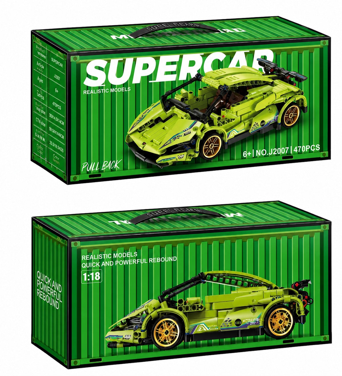 Green Supercar Building Block RC Car