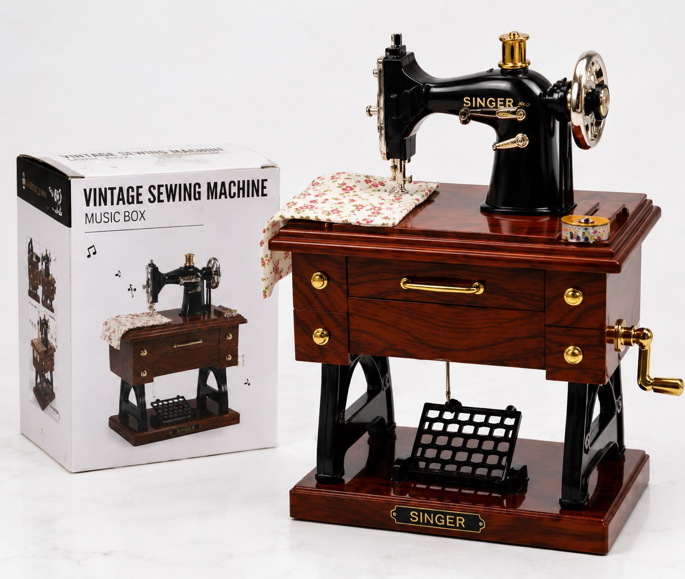Vintage Sewing Machine Music Box