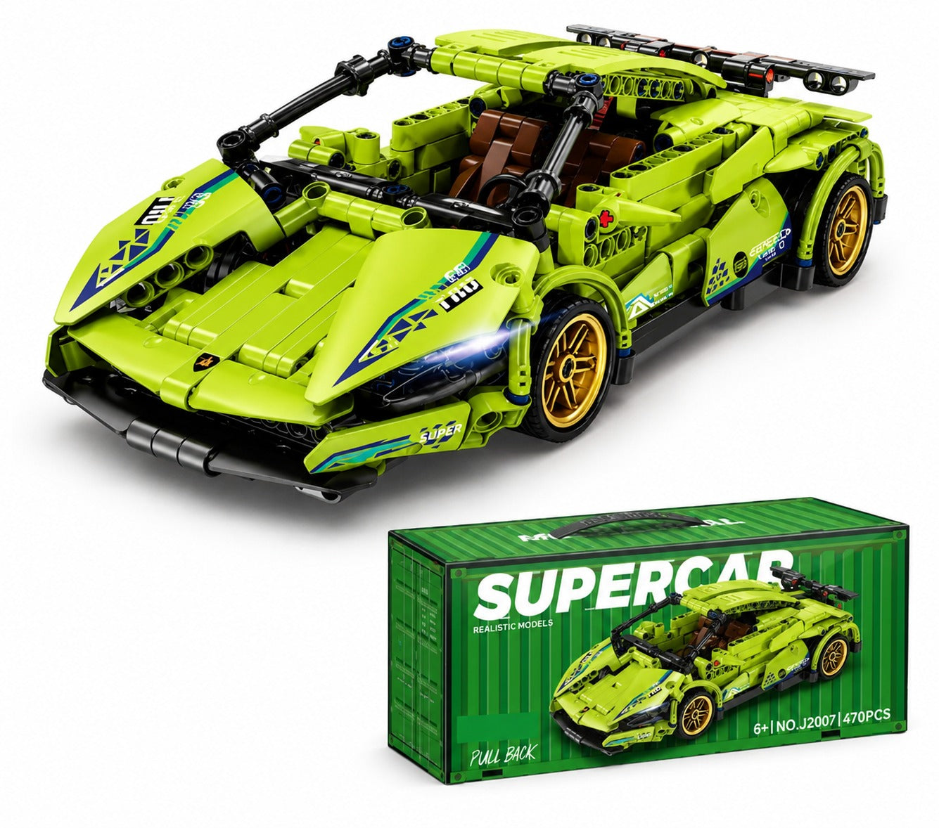 Green Supercar Building Block RC Car