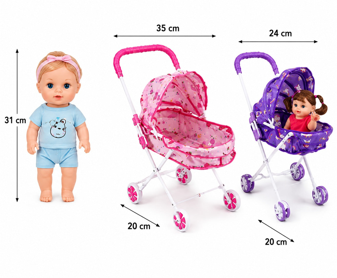 Pretty Dolls Baby Cart Series – Doll & Stroller Play Set
