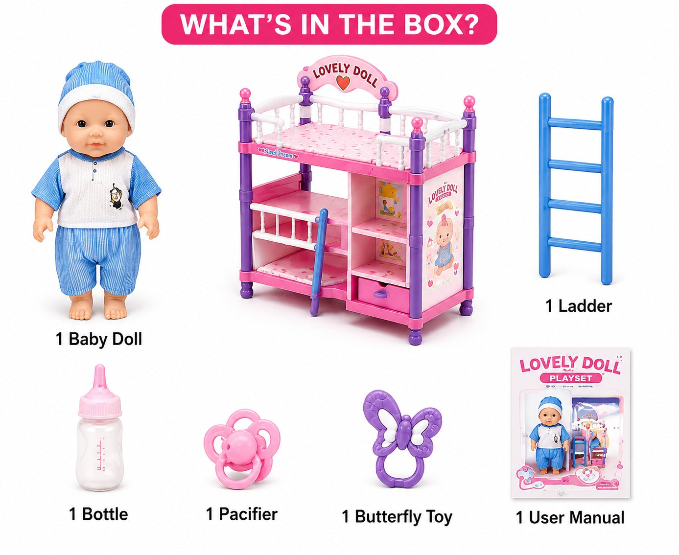 Lovely Doll Bunk Bed Play Set