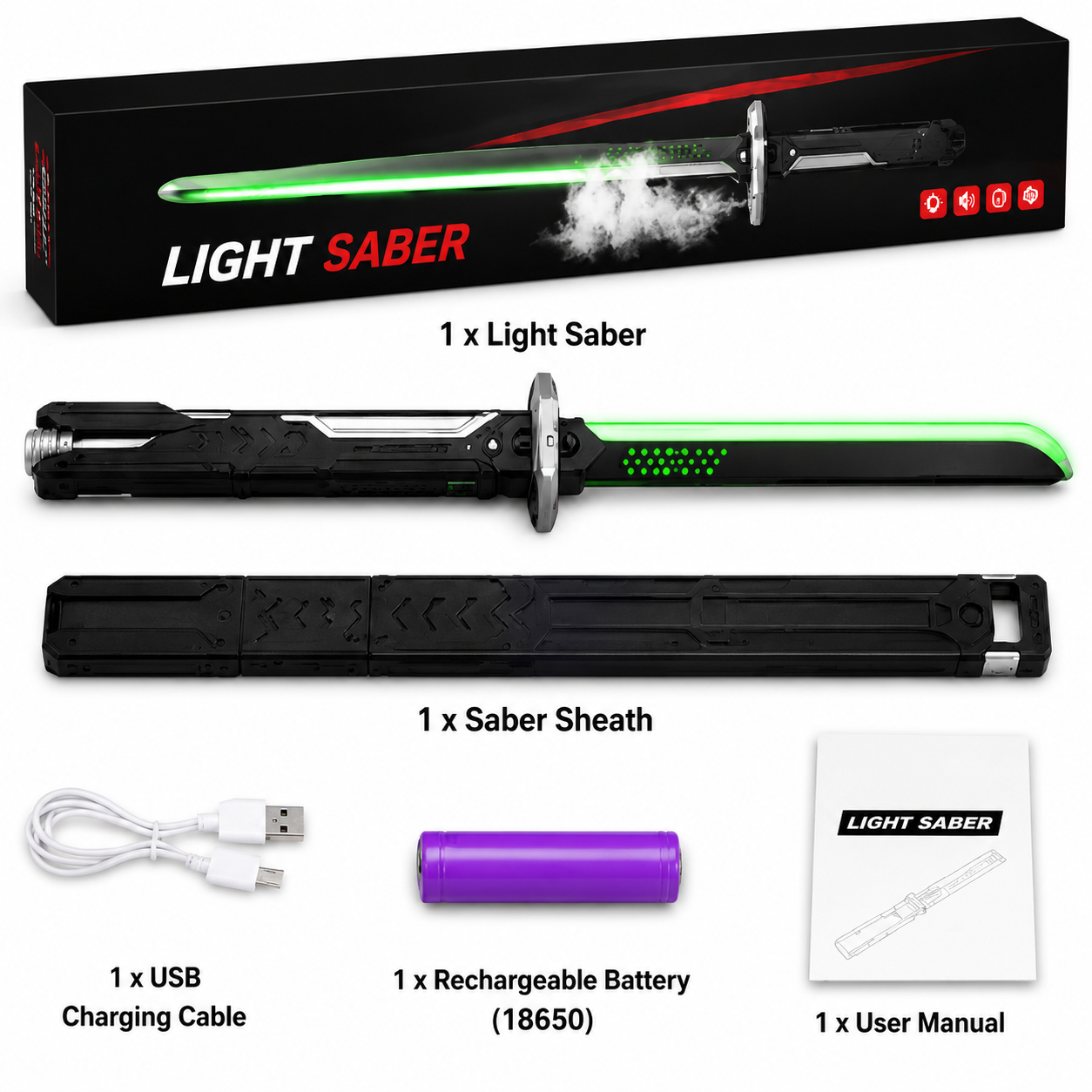 Light Saber Toy with Smoke & LED Effects