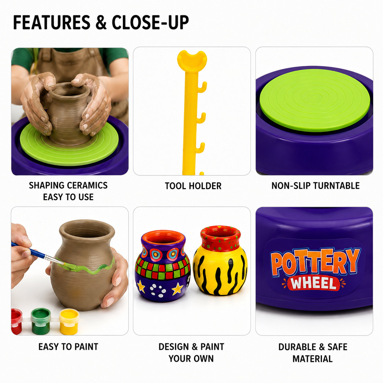Kids Pottery Wheel Kit | DIY Clay Craft & Painting Set