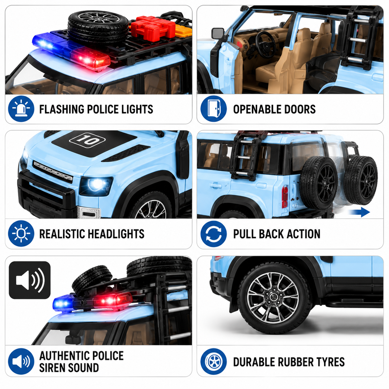 1:22 Scale Die-Cast Alloy SUV with Pull Back Action, Light & Sound