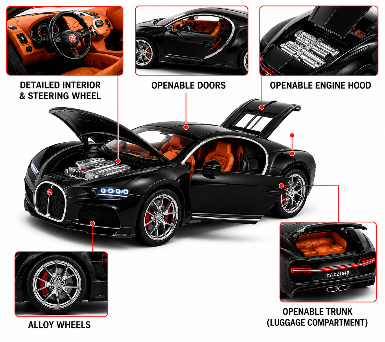 ZY-CZ154B Die-Cast Sports Car with Remote Controller – 1:32 Scale