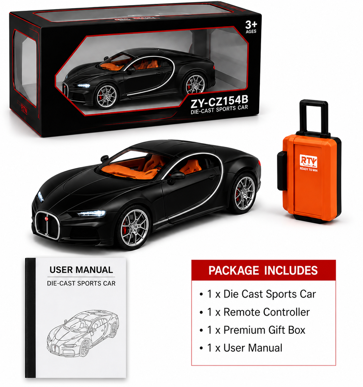 ZY-CZ154B Die-Cast Sports Car with Remote Controller – 1:32 Scale