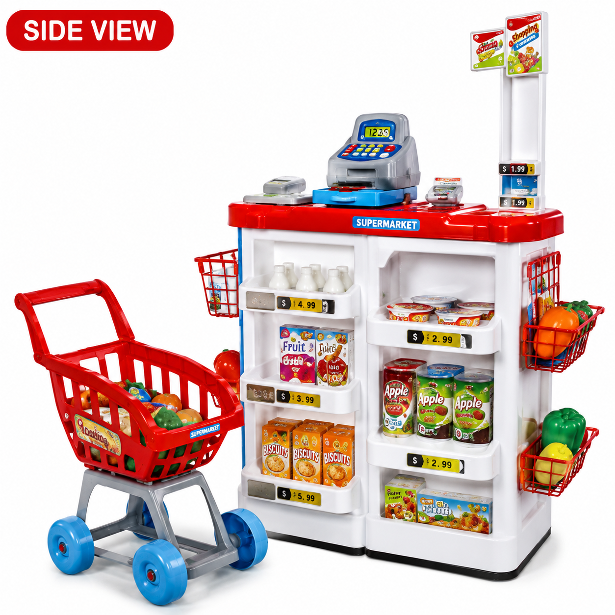 Kids Supermarket Shopping Cart Toy Set | Cash Register & Shopping Trolley for Kids