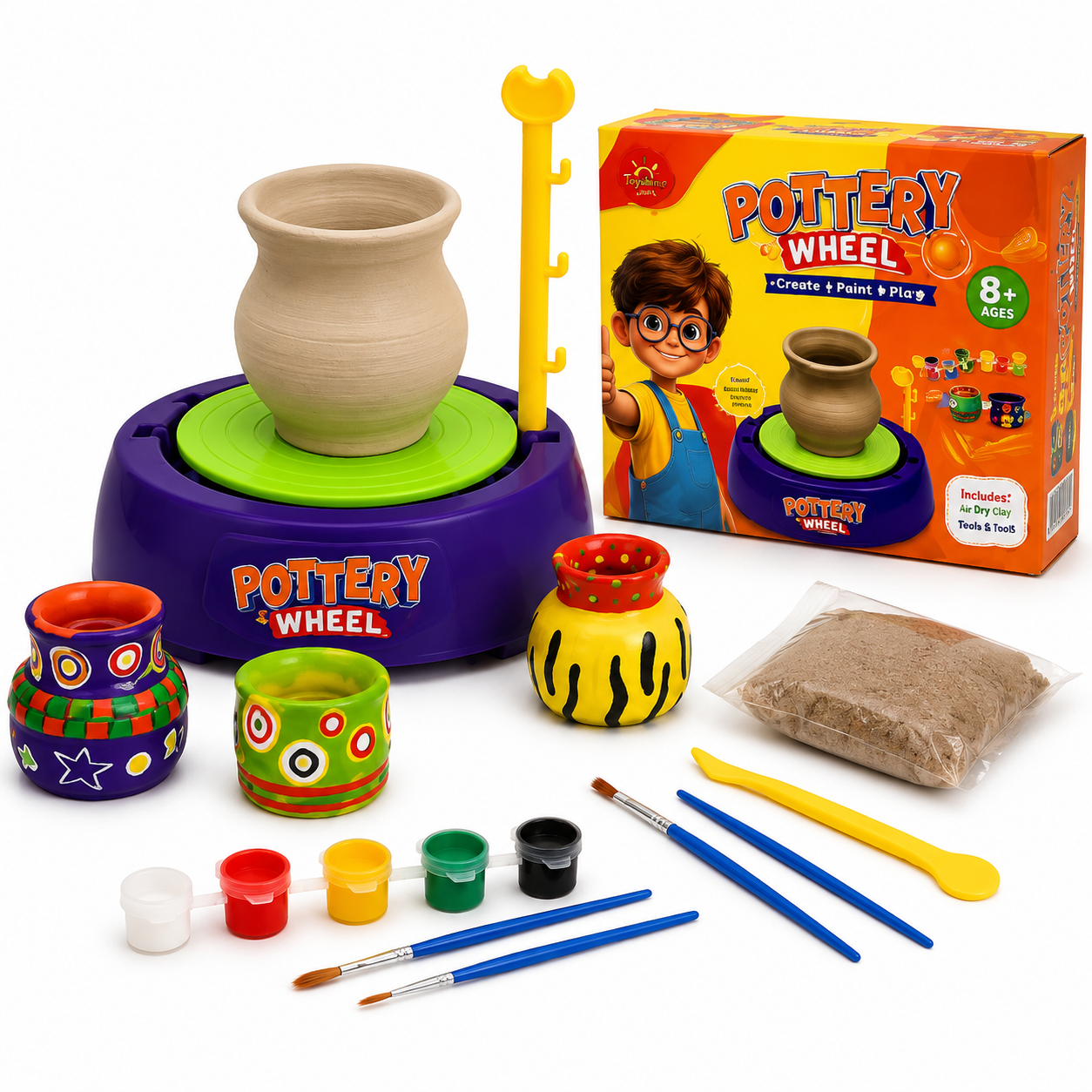 Kids Pottery Wheel Kit | DIY Clay Craft & Painting Set