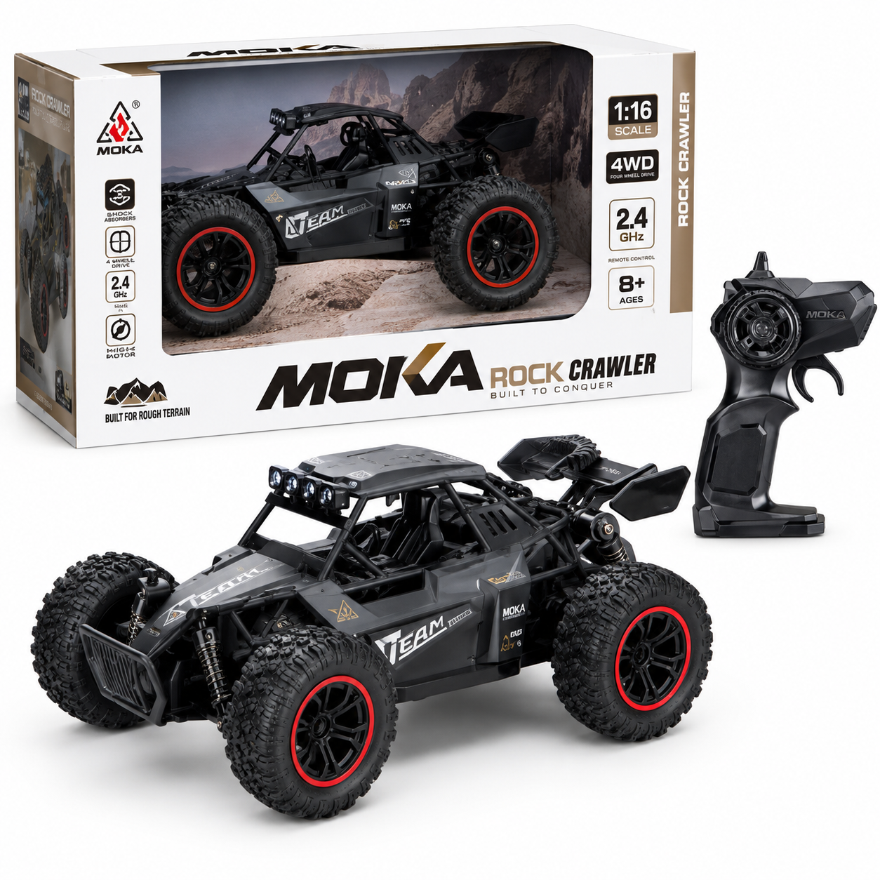 1:16 RC Rock Crawler 4WD Remote Control Car | Off-Road Buggy Toy