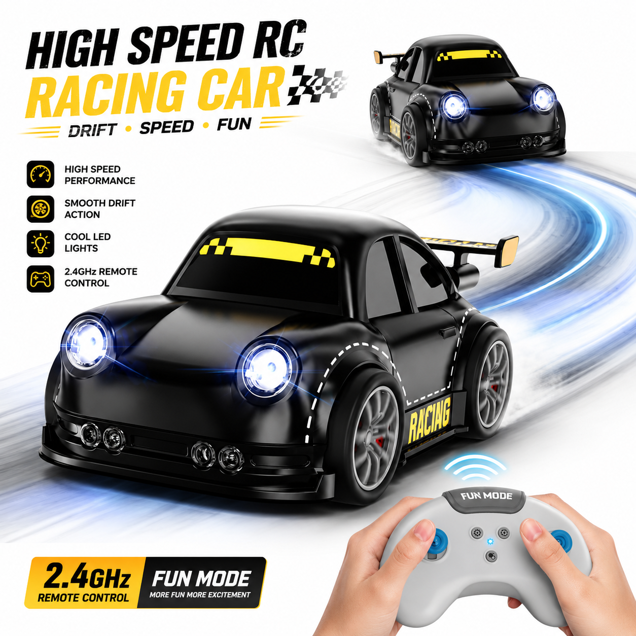 Remote Control Racing Car Toy with LED Lights