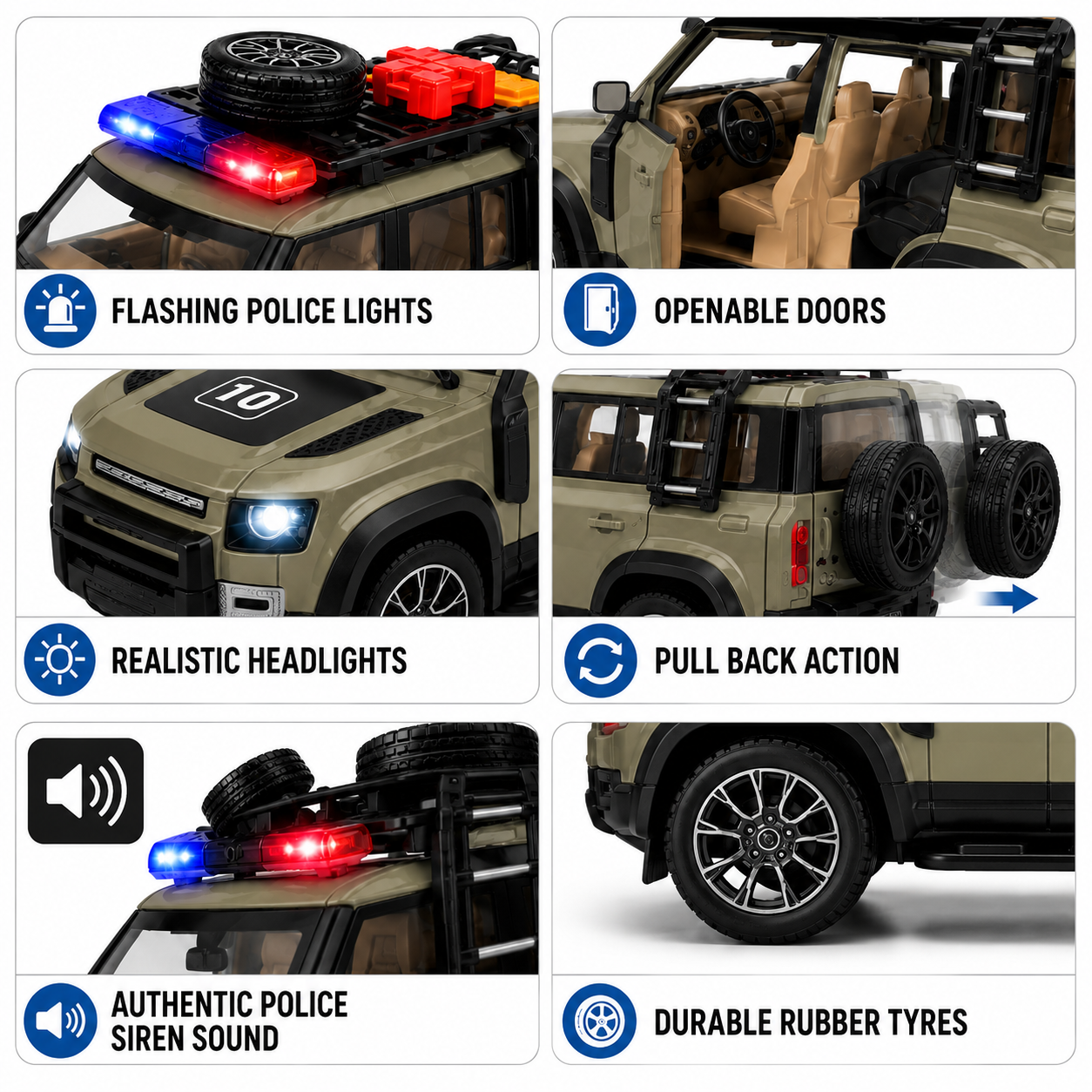 1:22 Scale Die-Cast Alloy SUV with Pull Back Action, Light & Sound