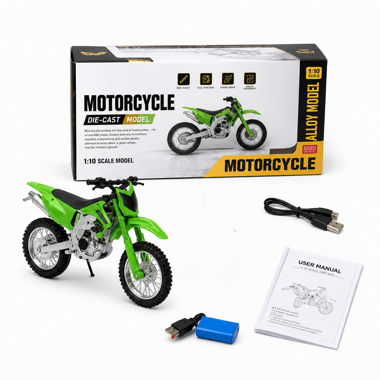 1:10 Scale Die-Cast Alloy Dirt Bike Model