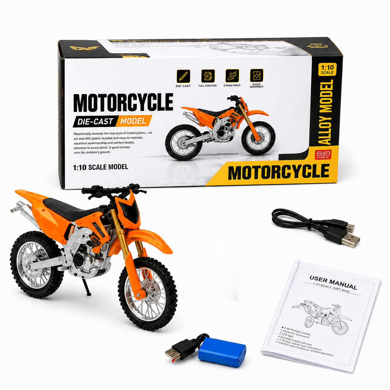1:10 Scale Die-Cast Alloy Dirt Bike Model