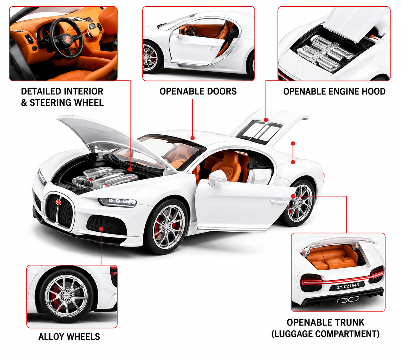 ZY-CZ154B Die-Cast Sports Car with Remote Controller – 1:32 Scale