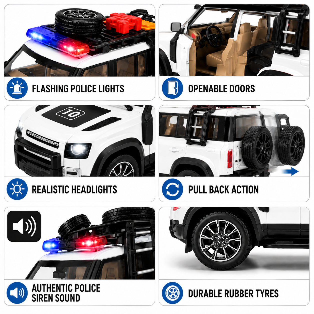 1:22 Scale Die-Cast Alloy SUV with Pull Back Action, Light & Sound