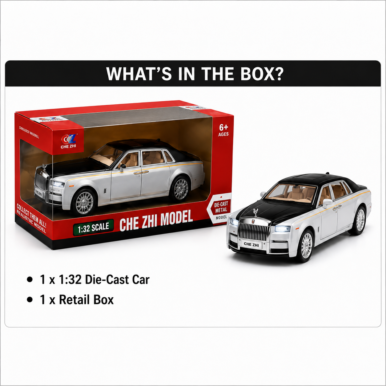 1:32 Luxury Die-Cast Sedan Model Car with Lights, Sound & Pull-Back Action