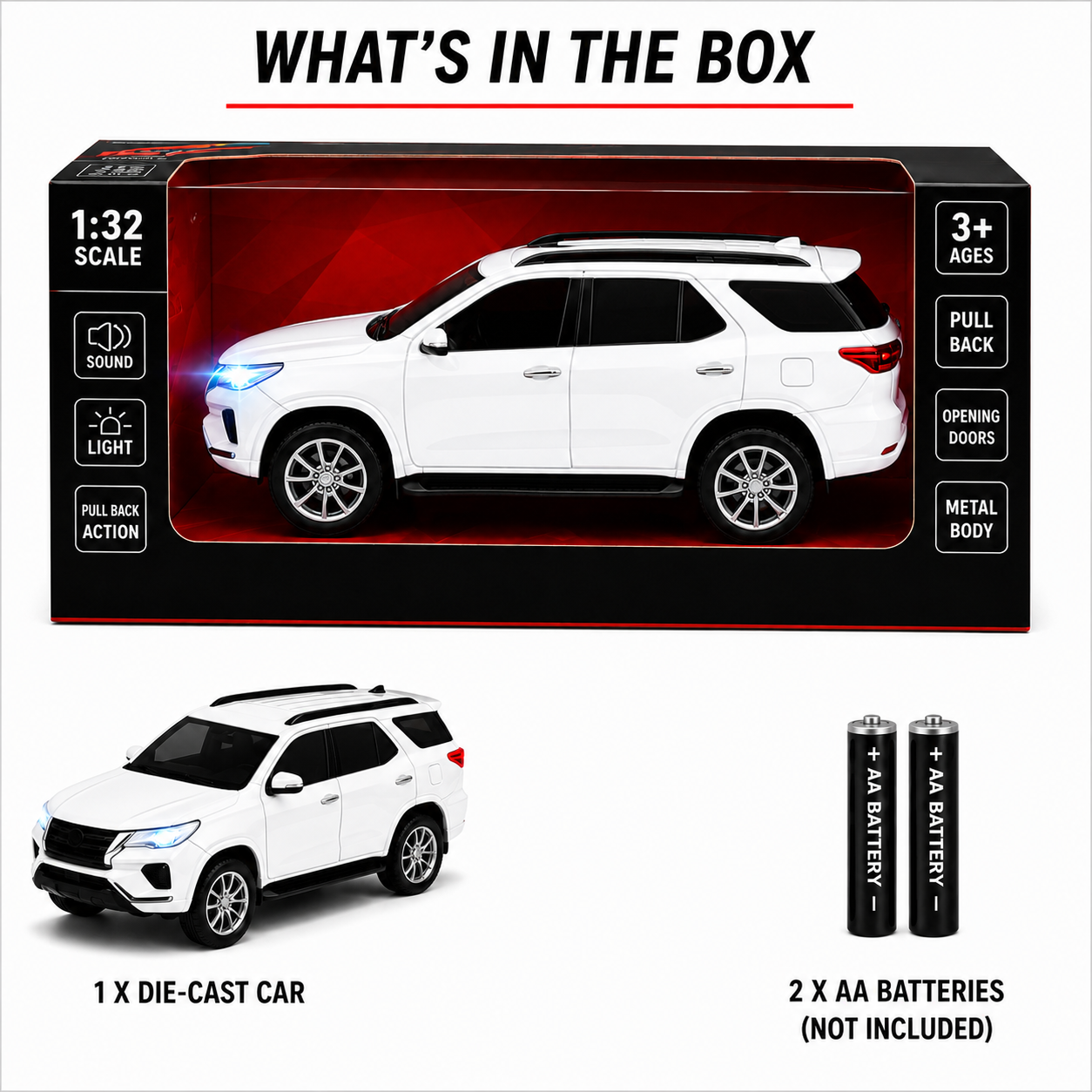 1:32 Toyota Fortuner Die-Cast Metal Model Car