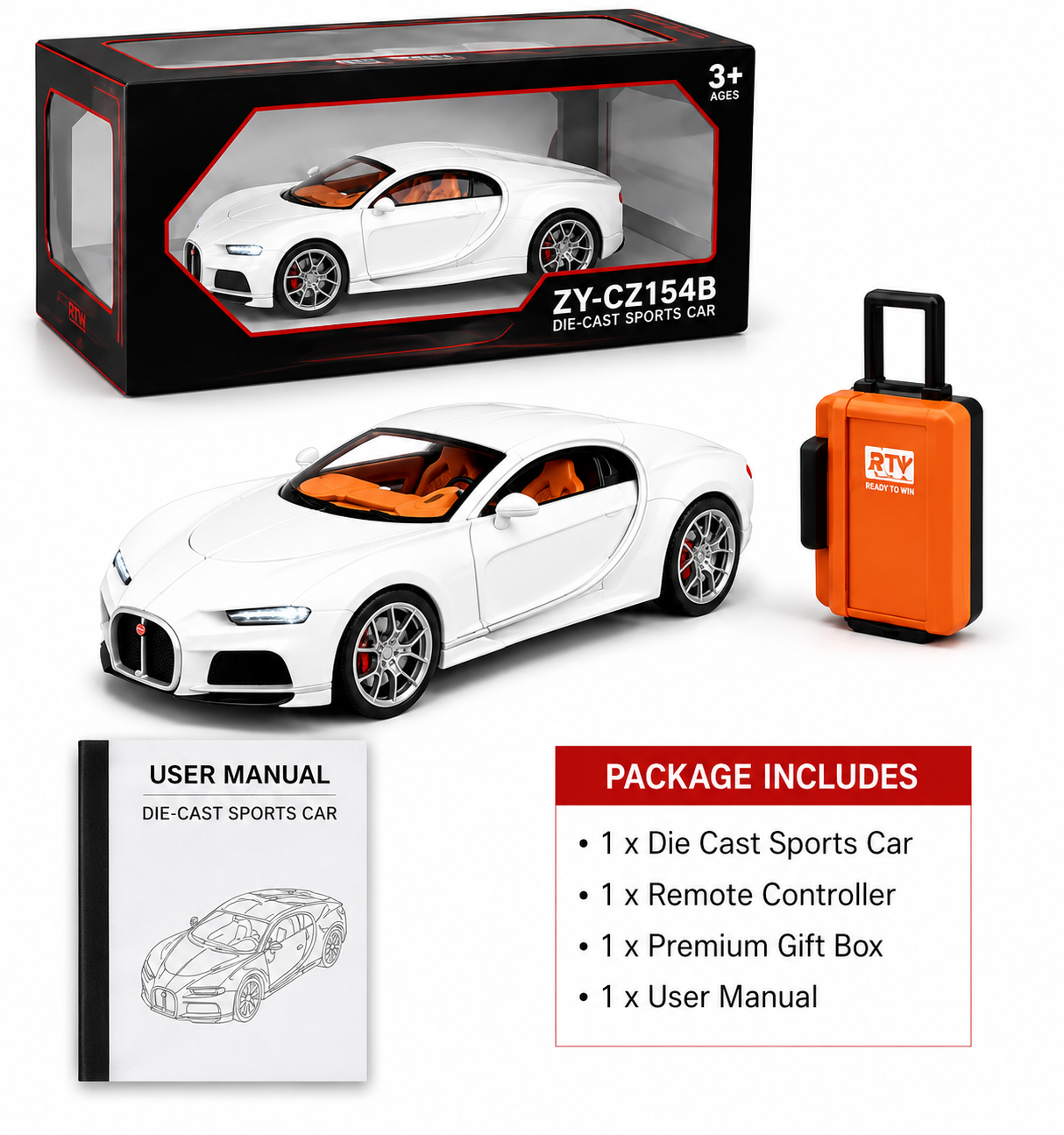 ZY-CZ154B Die-Cast Sports Car with Remote Controller – 1:32 Scale